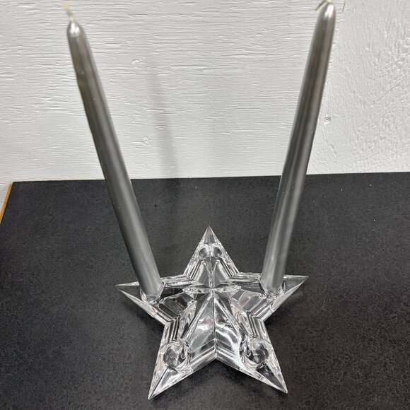 Mikasa Stellar Star 5 Hole Lead Crystal Candle Holder Clear Xmas Centerpiece - Picture 8 of 10